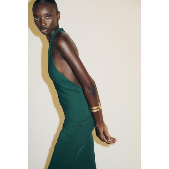 ZARA GATHERED HALTERNECK MAXI DRESS - Picture 5 of 9